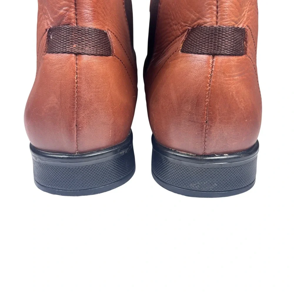 Leather Chelsea Boots Ankle Brown Square Toe Grunge Punk Streetwear Galileo 9.5